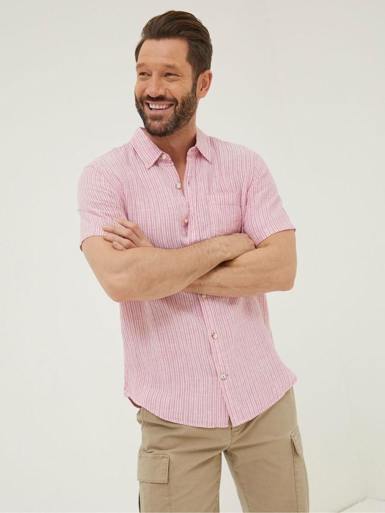 Fat Face Pink Stripe Linen Shirt