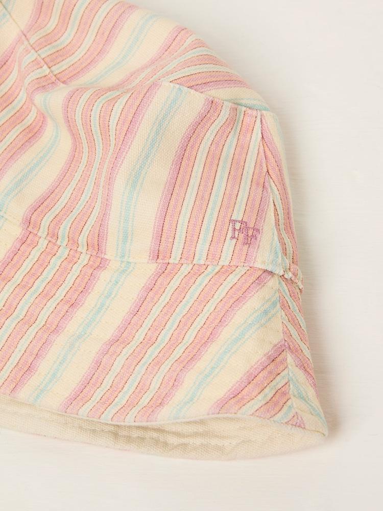 fat face Pink Striped Bucket 100% Cotton Hat