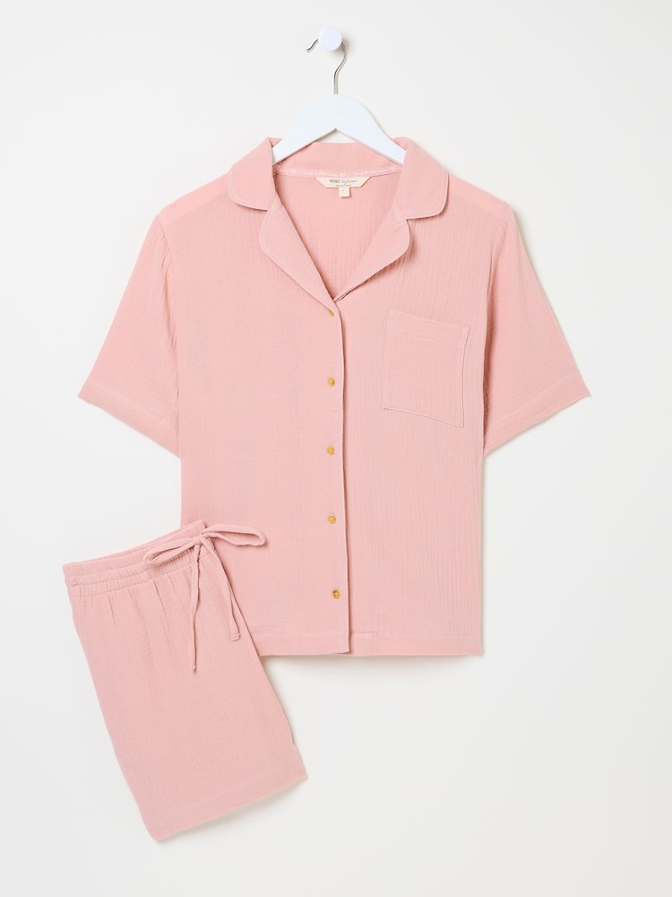 fat face Pink Textured Pyjama Shorts Set