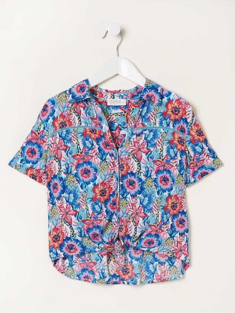 fat face Pink Tropical Print Shirt