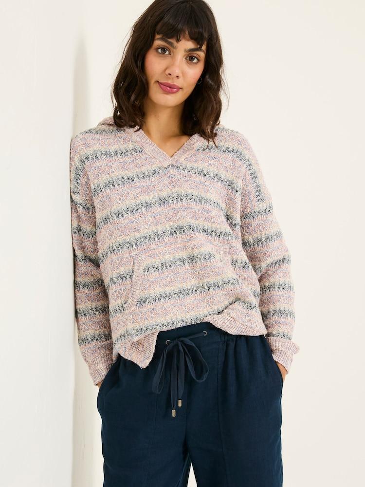 Fat Face Pink Uma Knitted Textured Hoodie