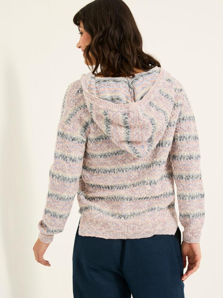 Fat Face Pink Uma Knitted Textured Hoodie