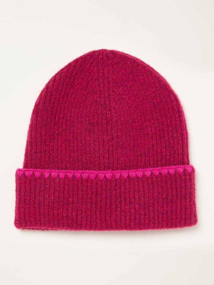 Fat Face Pink Whipstitch Beanie