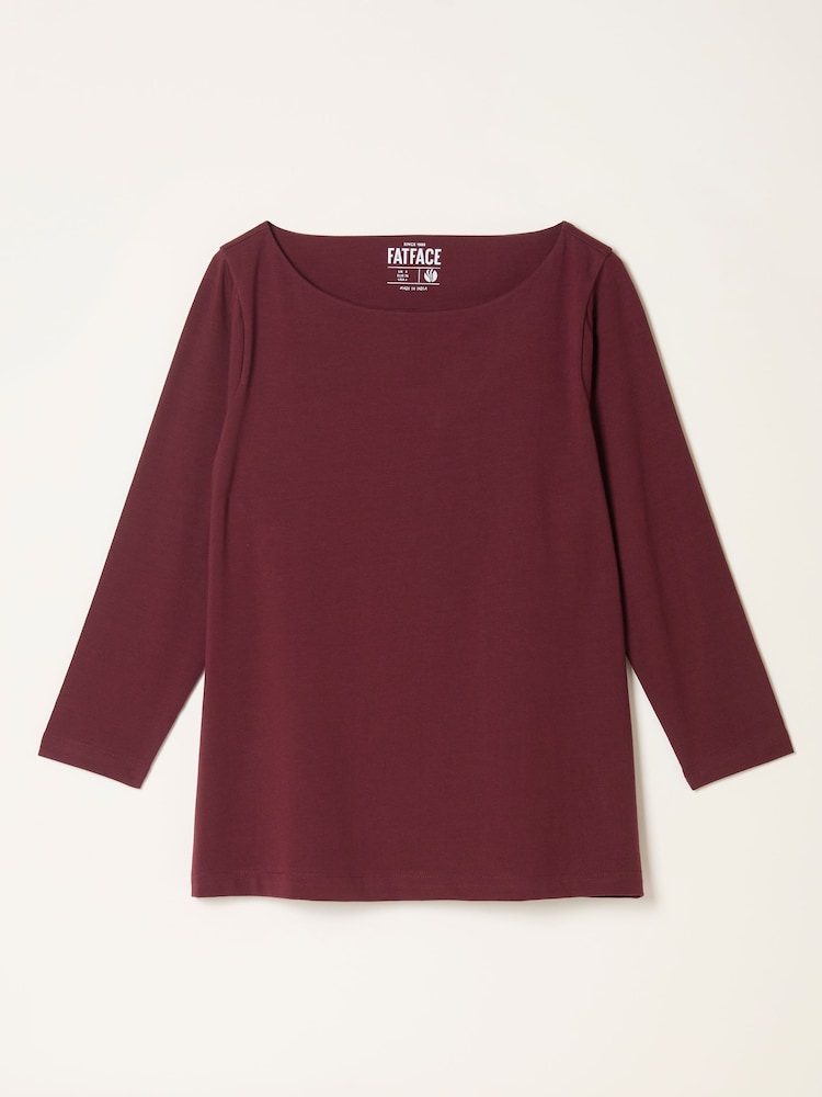 fat face Pip Burgundy Boat Neck Top