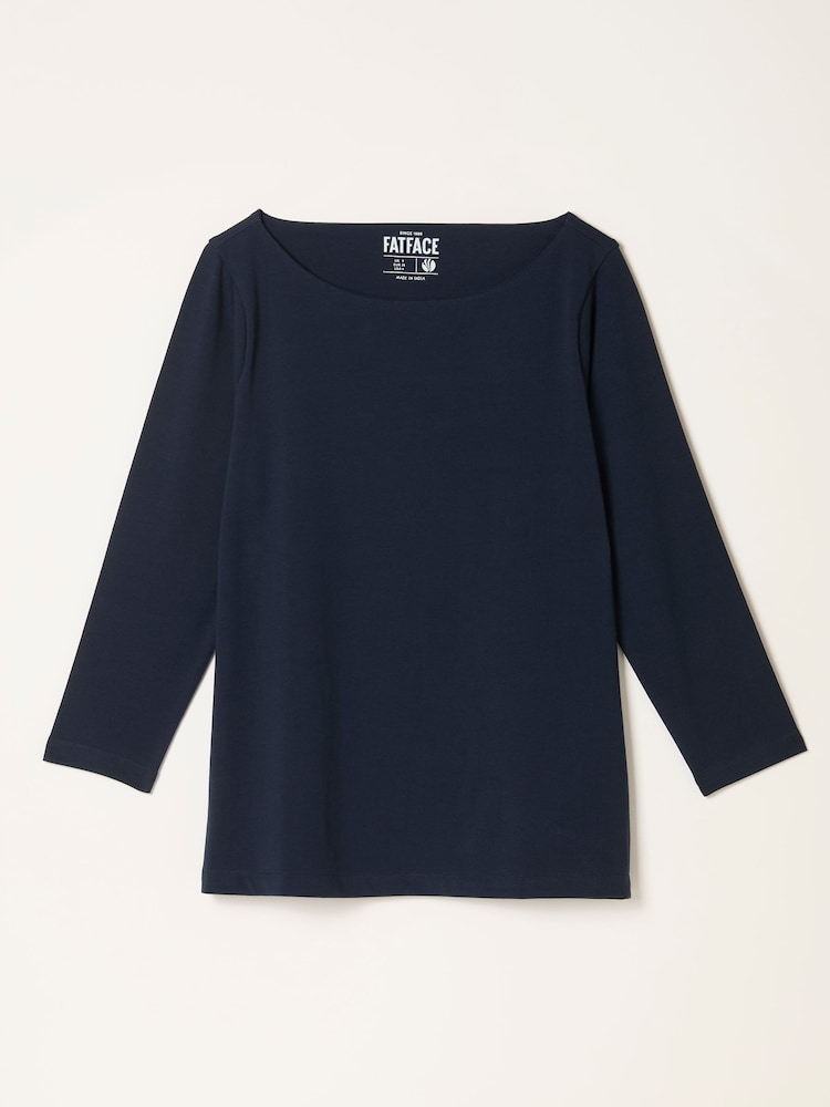 fat face Pip Navy Boat Neck Top