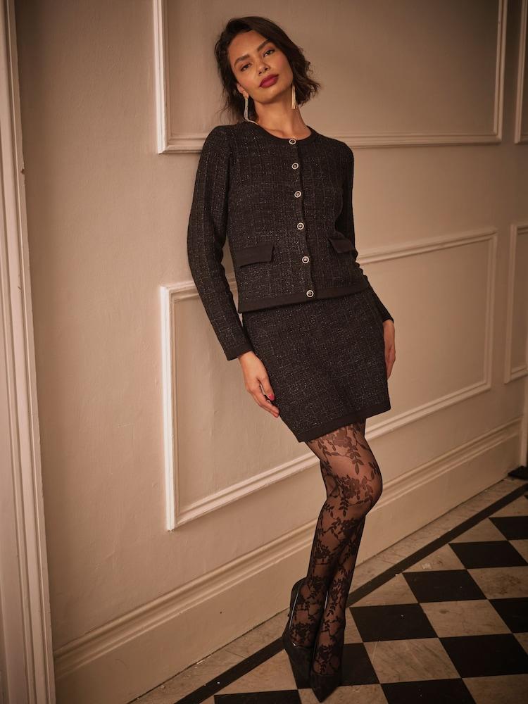 Fat Face Piper Black Boucle Cardigan