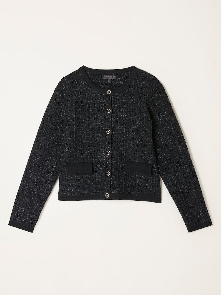 fat face Piper Black Boucle Cardigan