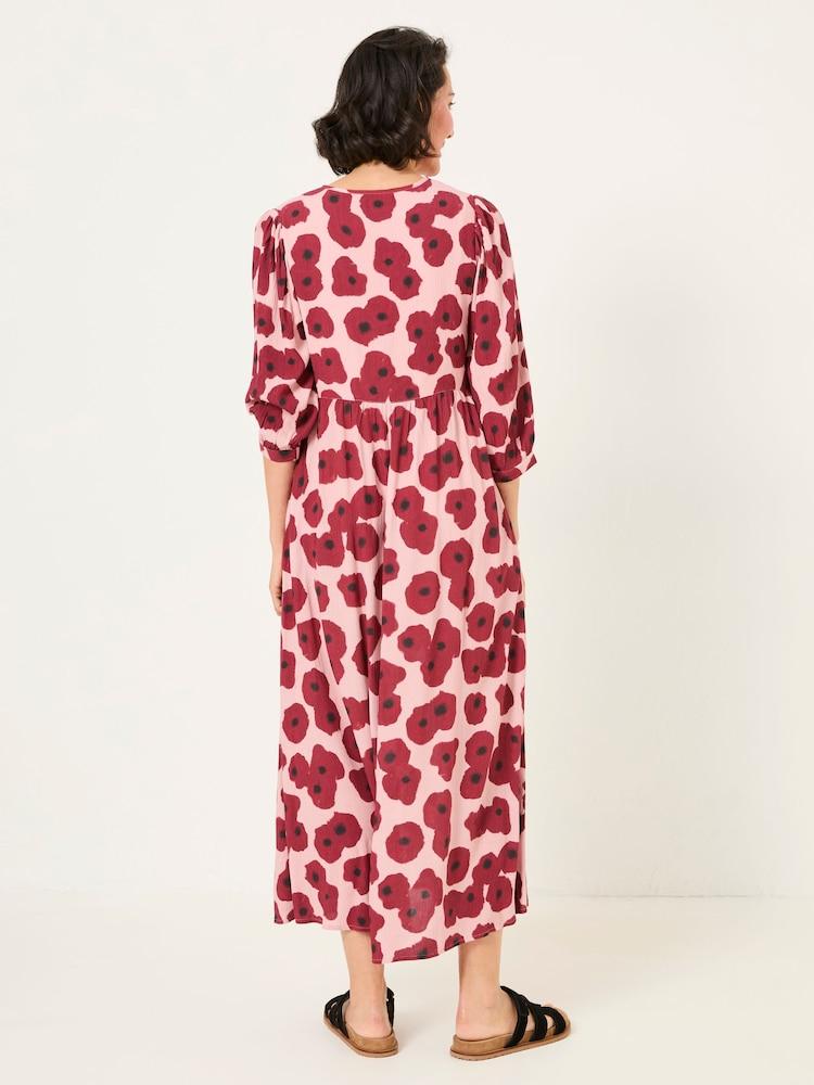 Fat Face Pippin Multi Red Poppies Midi Dress