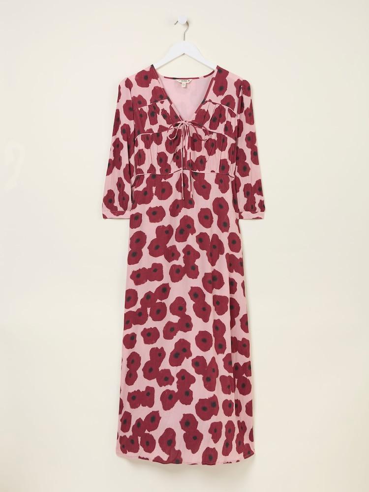 fat face Pippin Multi Red Poppies Midi Dress
