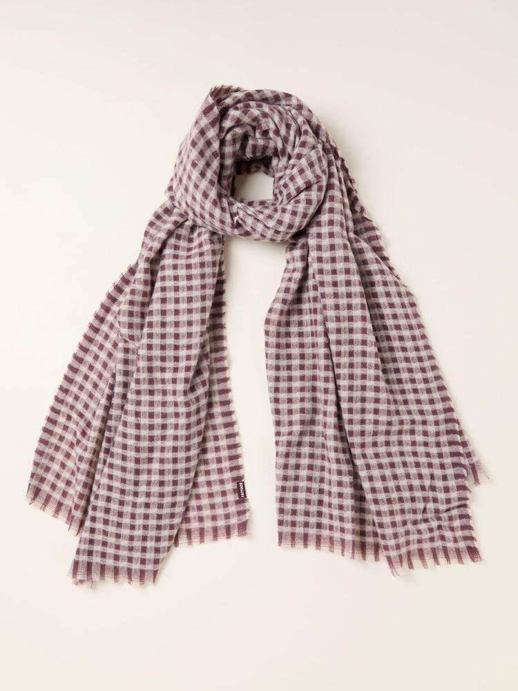 Fat Face Plum Purple Gingham Scarf
