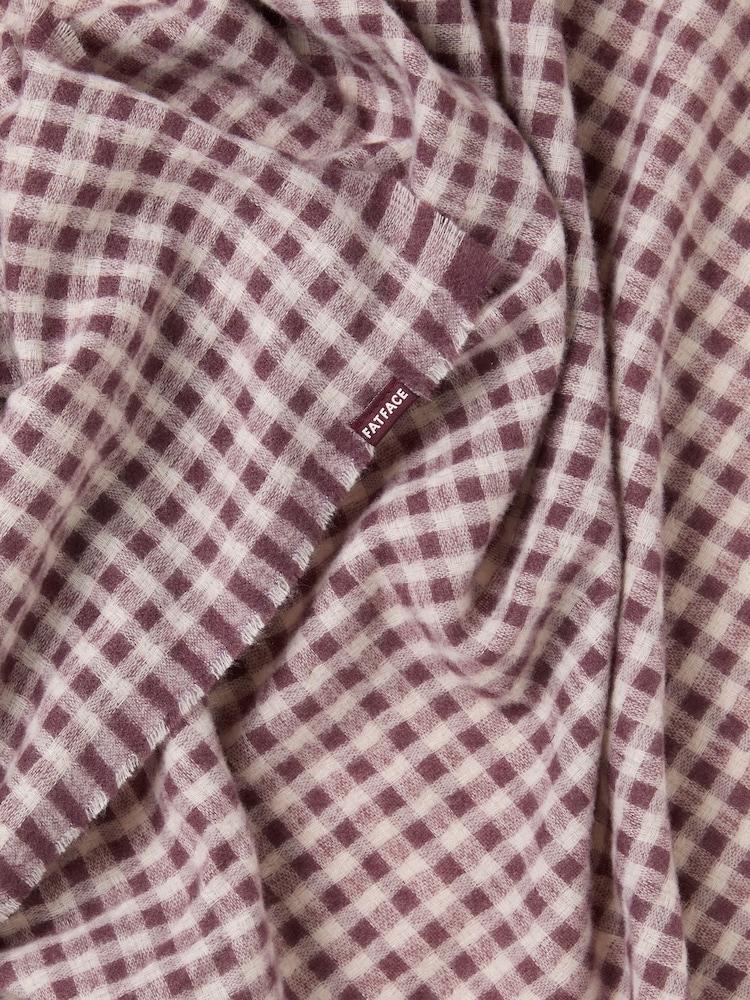 fat face Plum Purple Gingham Scarf