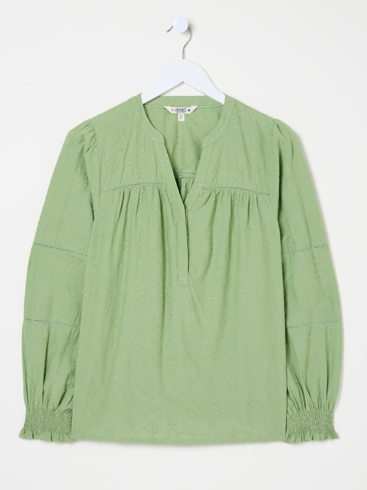 fat face Poppy Olive Green Embroidered Blouse