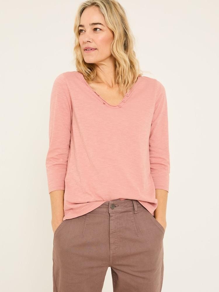 Fat Face Porter Nude Pink 100% Cotton T-Shirt