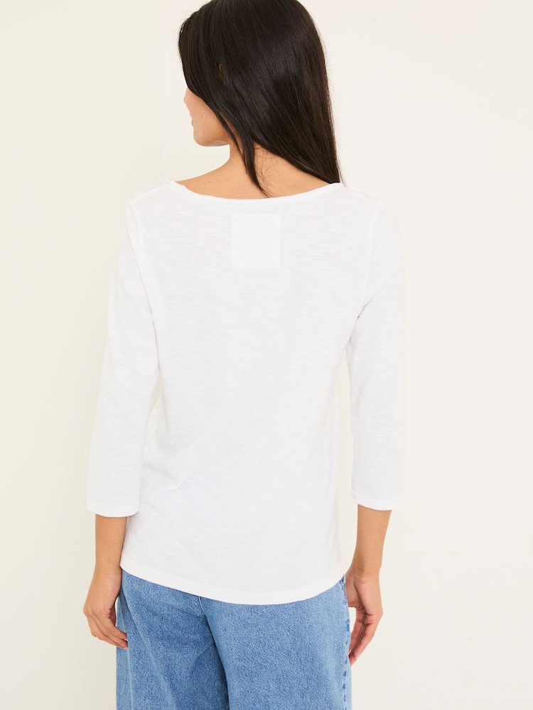 Fat Face Porter White 100% Cotton T-Shirt