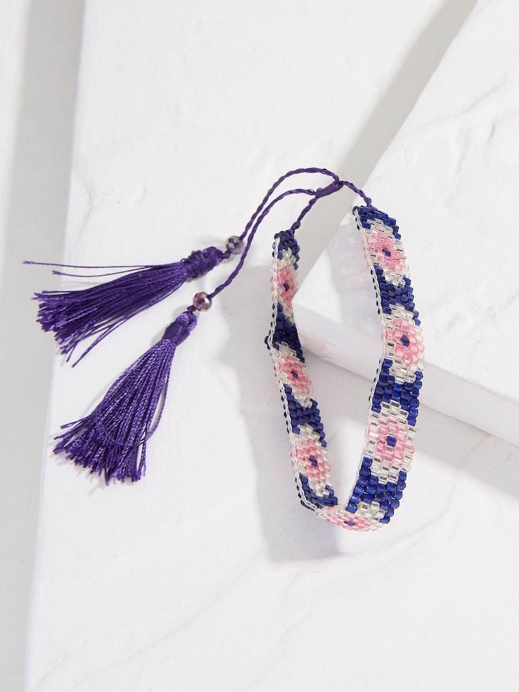 fat face Purple Adjustable Woven Bracelet