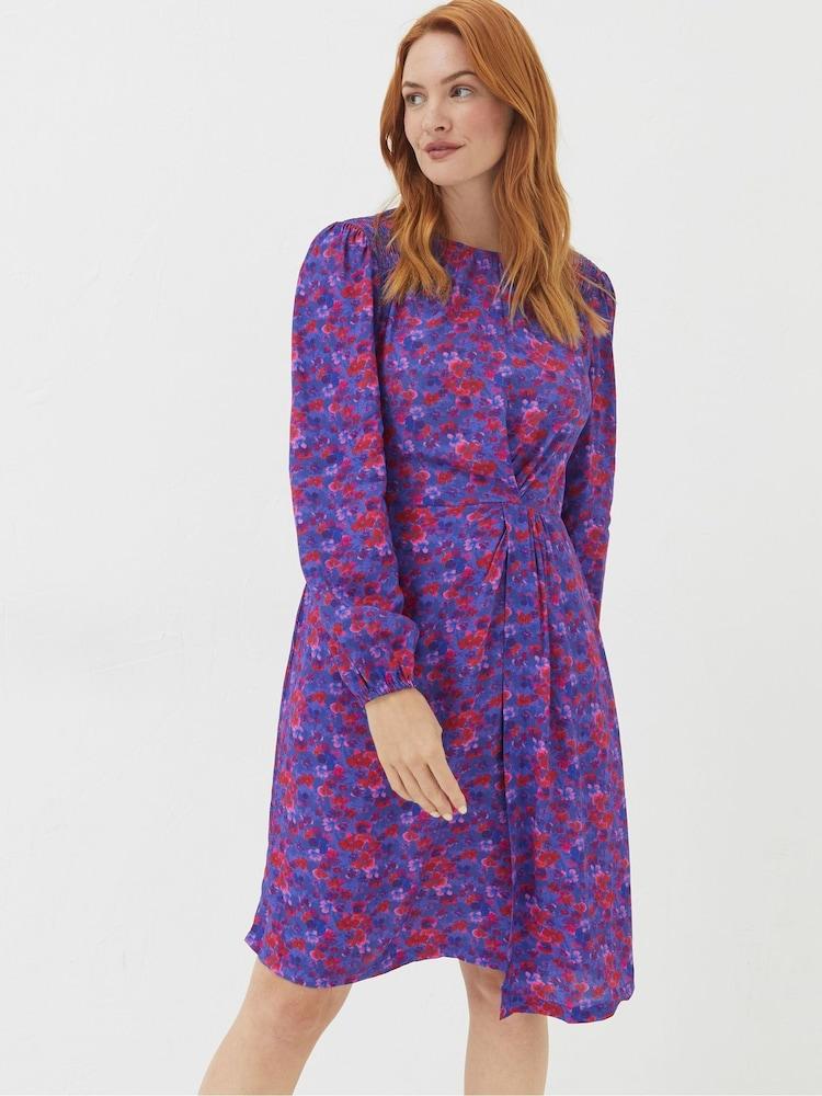 Fat Face Purple Annie Painterly Floral Dress