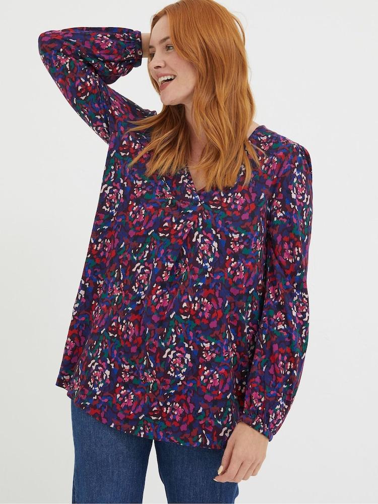 Fat Face Purple Aurelia Abstract Marks Tunic