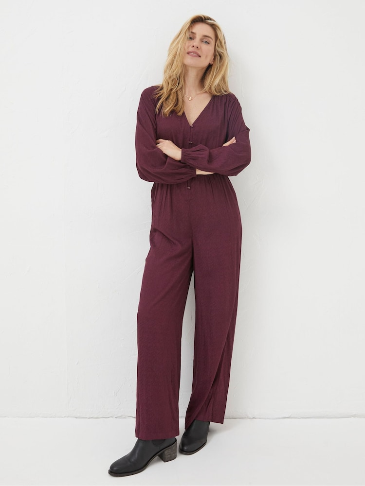 Fat Face Purple Avery Wide Leg Jumpsuit