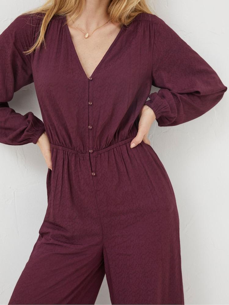 Fat Face Purple Avery Wide Leg Jumpsuit