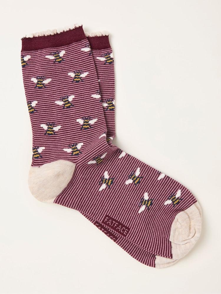 Fat Face Purple Bee Socks