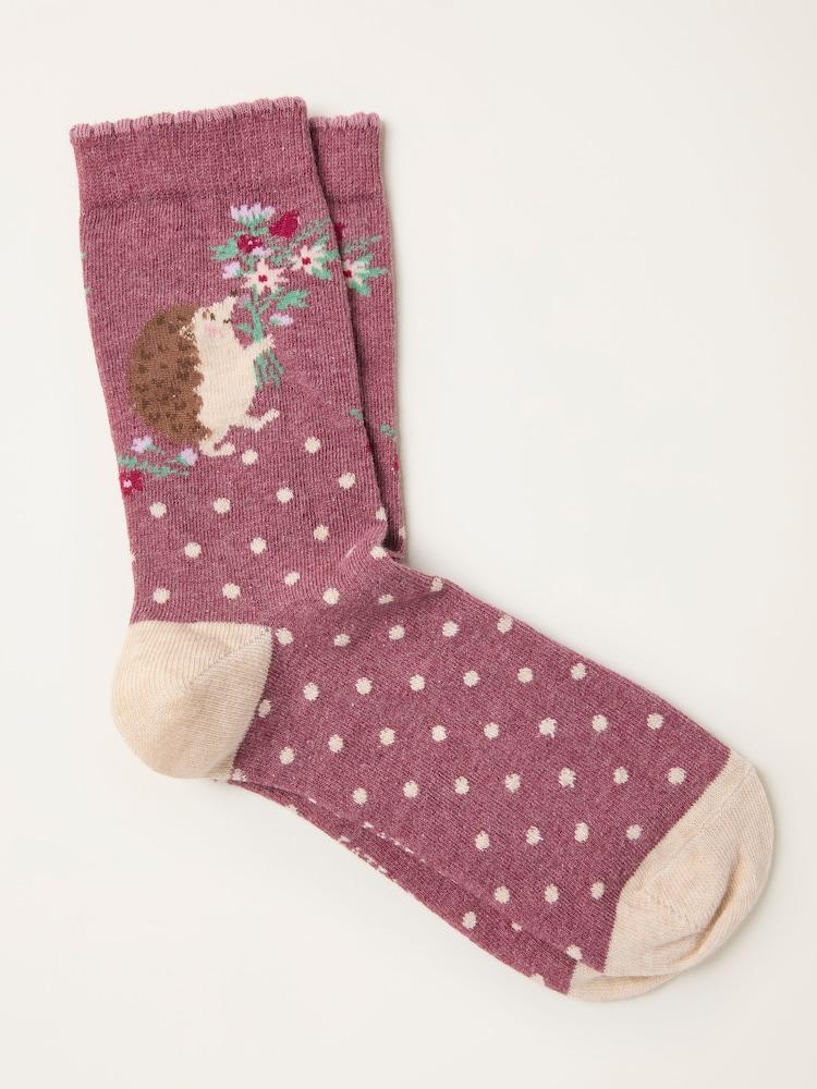 Fat Face Purple Hedgehog Socks