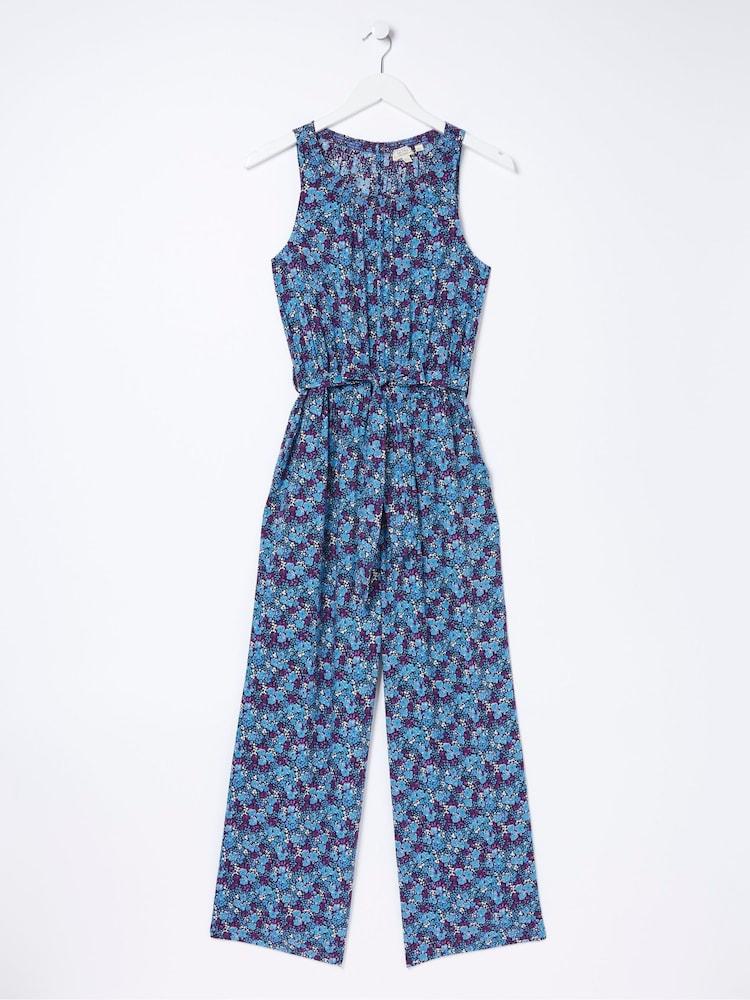 fat face Purple Ink Floral Jumpsuit