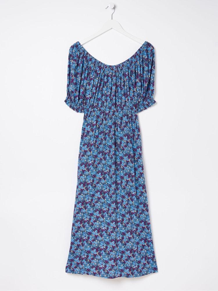 fat face Purple Ink Floral Midi Dress