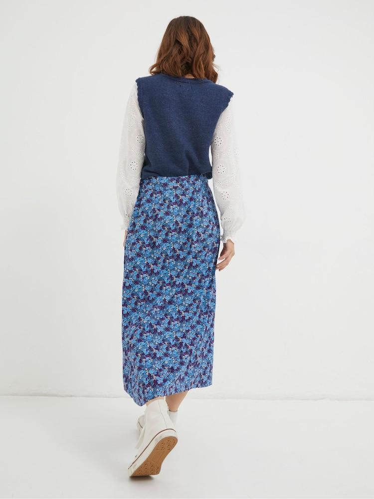 Fat Face Purple Ink Floral Midi Skirt