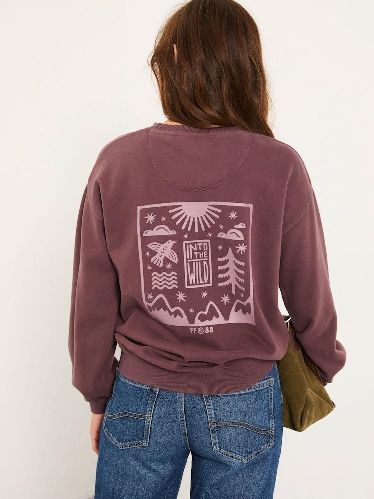 Fat Face Purple Into The Wild Graphic Crew Sweat