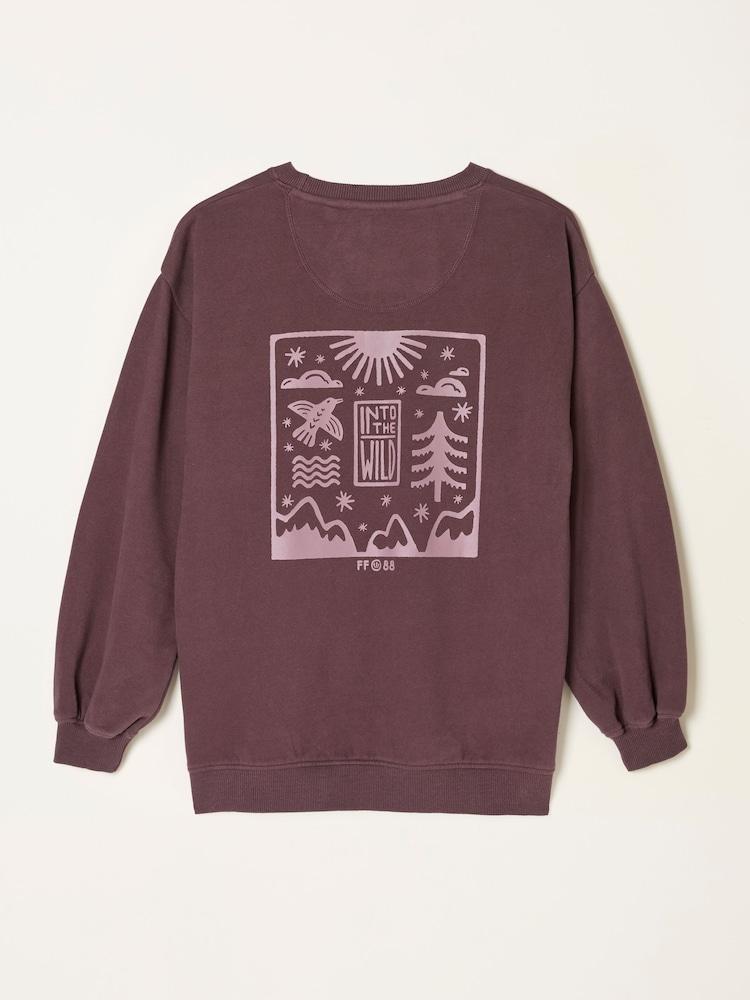 fat face Purple Into The Wild Graphic Crew Sweat