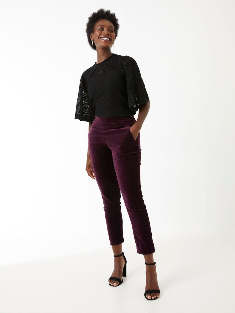 Fat Face Purple Isobelle Velvet Trousers