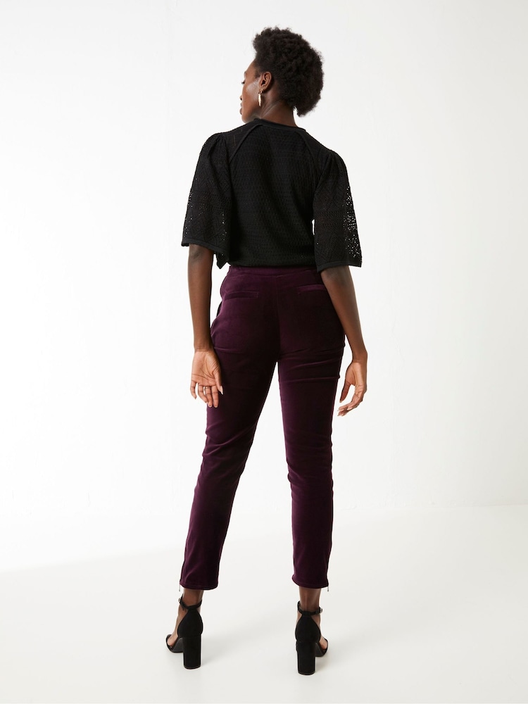 Fat Face Purple Isobelle Velvet Trousers