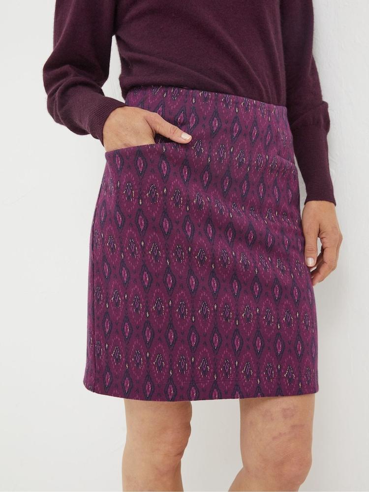 Fat Face Purple Jennie Ikat Geo Jersey Skirt