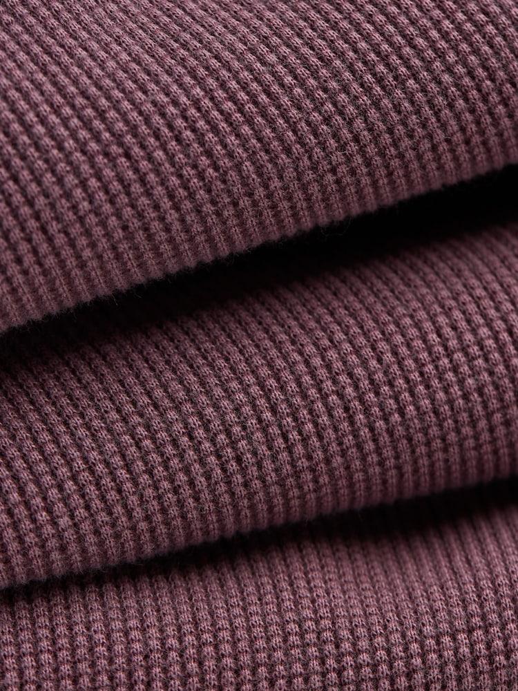 fat face Purple Long Sleeve Waffle Henley T-Shirt