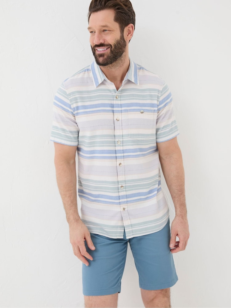 Fat Face Purple Short Sleeve Trescott Stripe Shirt