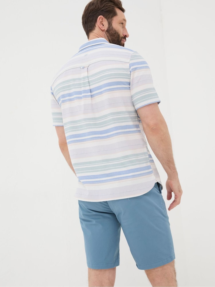 Fat Face Purple Short Sleeve Trescott Stripe Shirt