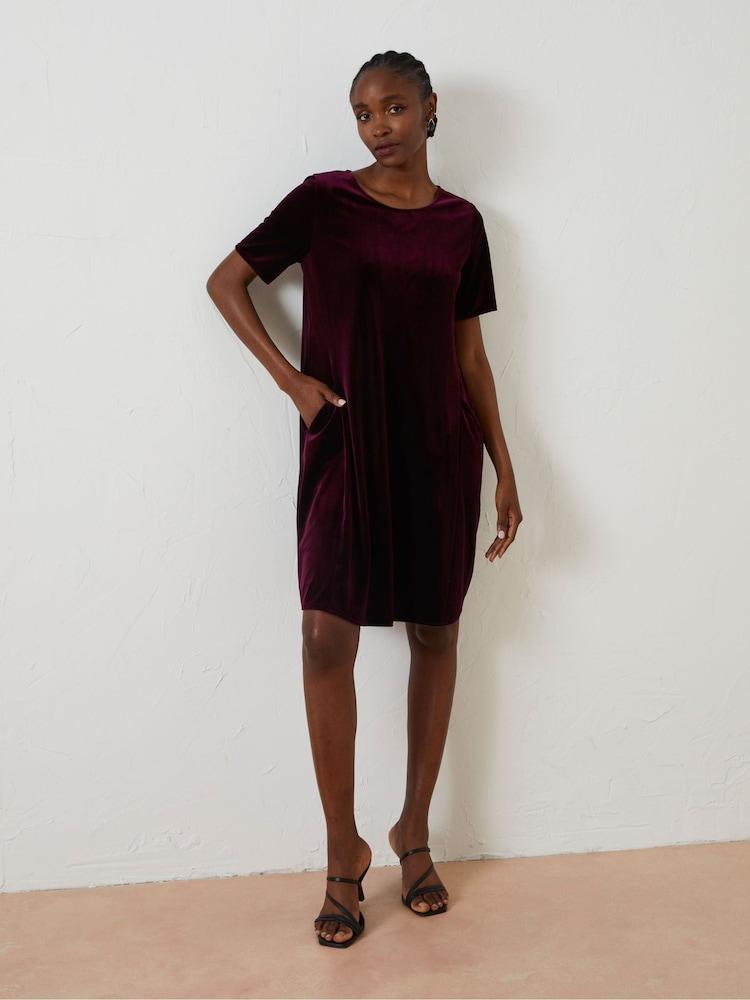 Fat Face Purple Simone Velvet Dress
