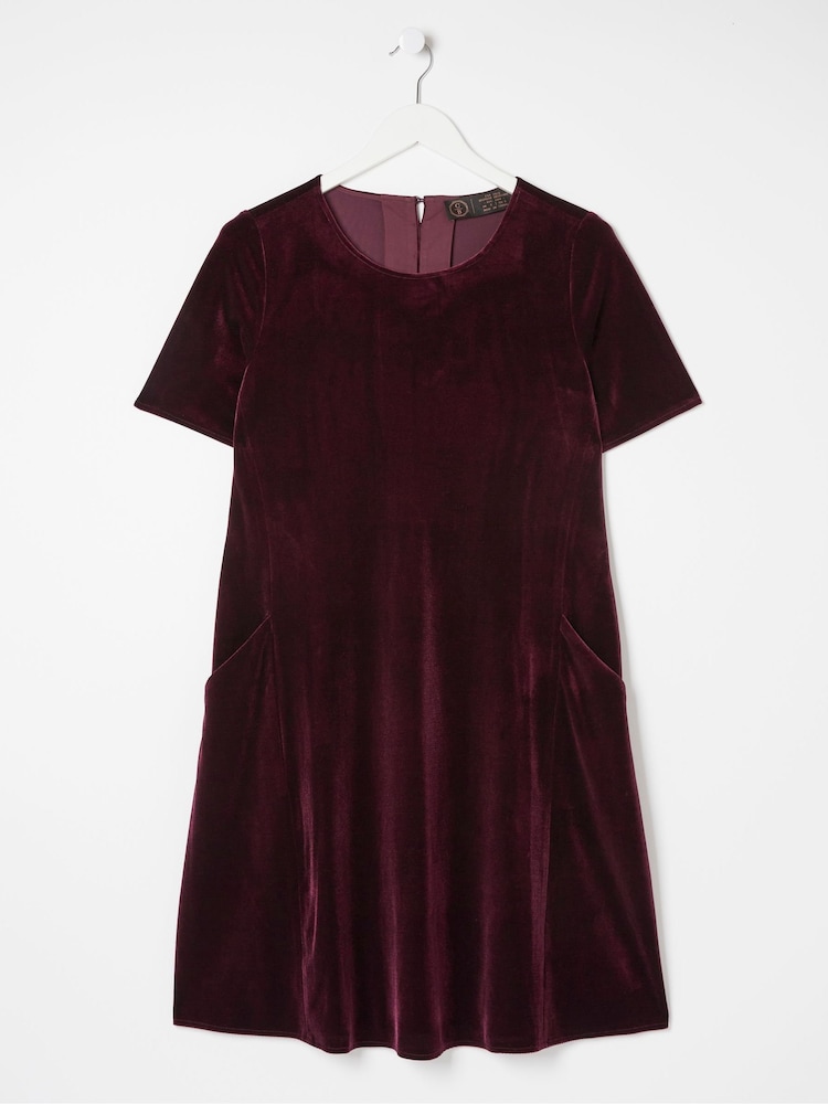 fat face Purple Simone Velvet Dress