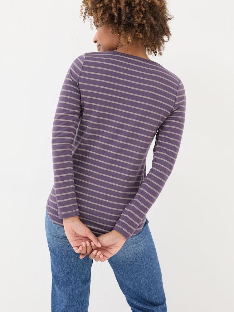 Fat Face Purple Sparkle Breton T-Shirt