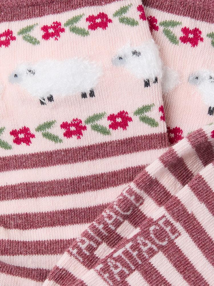 Fat Face Purple Striped Sheep Socks