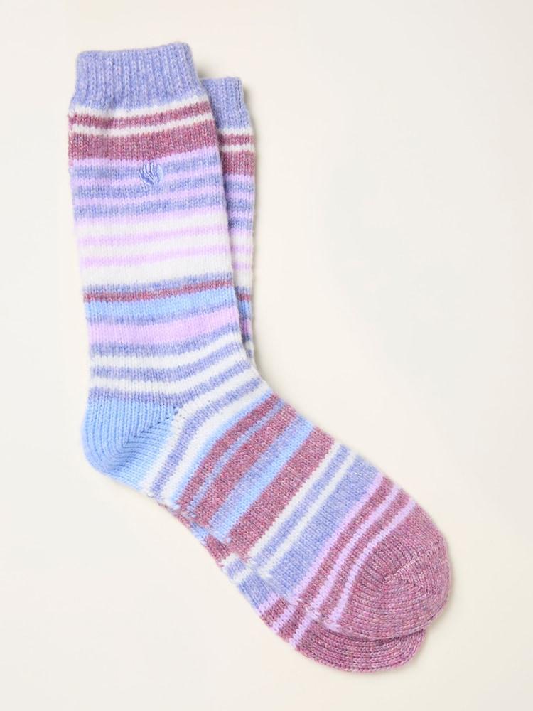 Fat Face Purple Super Soft Striped Socks
