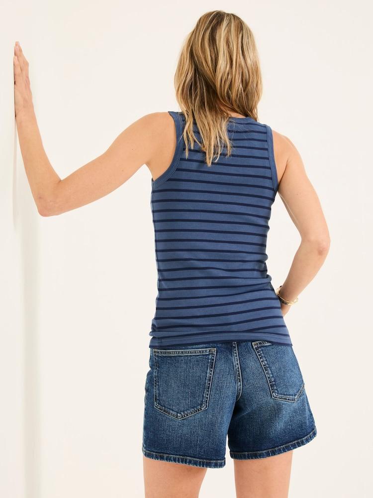 Fat Face Rachel Indigo Blue Stripe Rib Vest