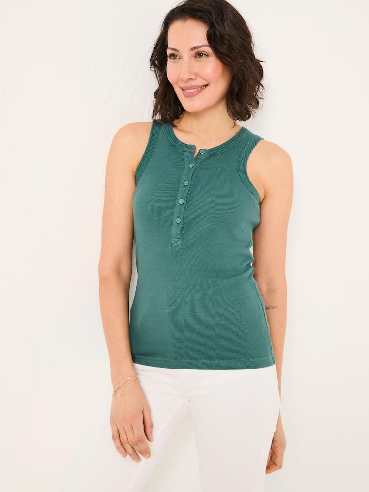 Fat Face Rachel Teal Green Rib Vest