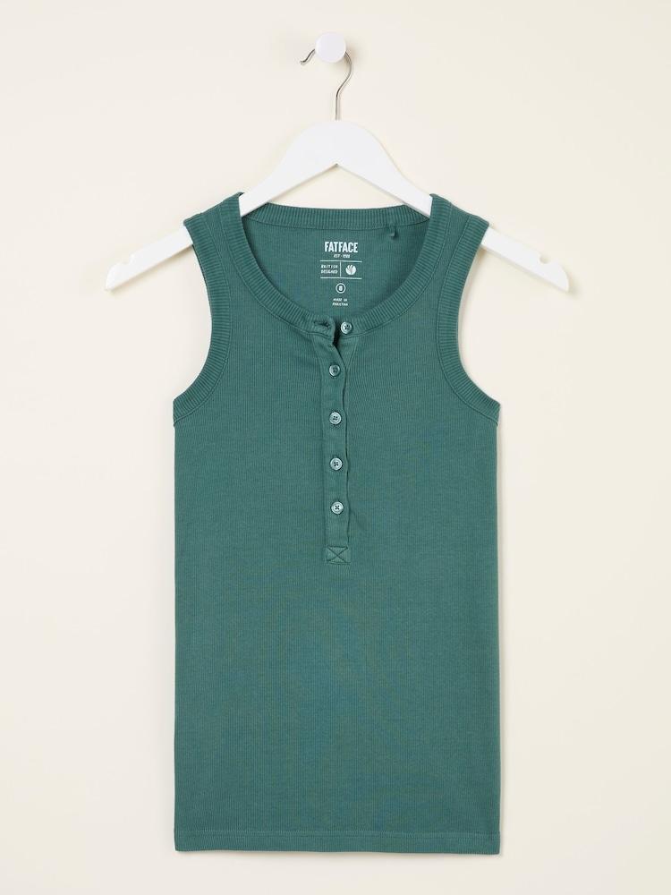fat face Rachel Teal Green Rib Vest
