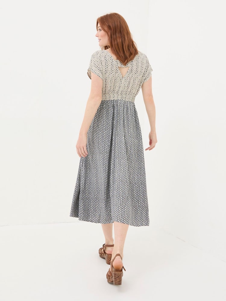 Fat Face Rae Black Star Geo Midi Dress