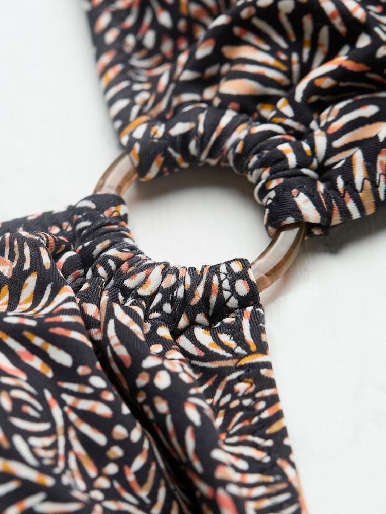 fat face Raya Black Leaf Dot Bikini Top