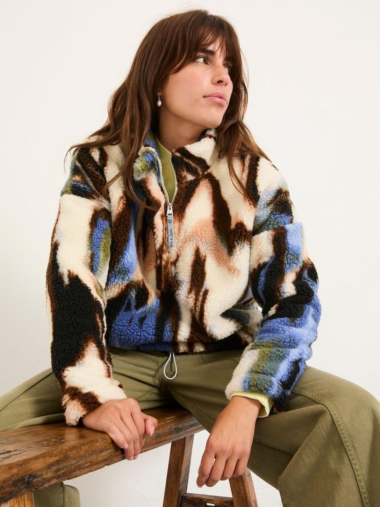 Fat Face Raya Natural Printed Half Neck Fleece