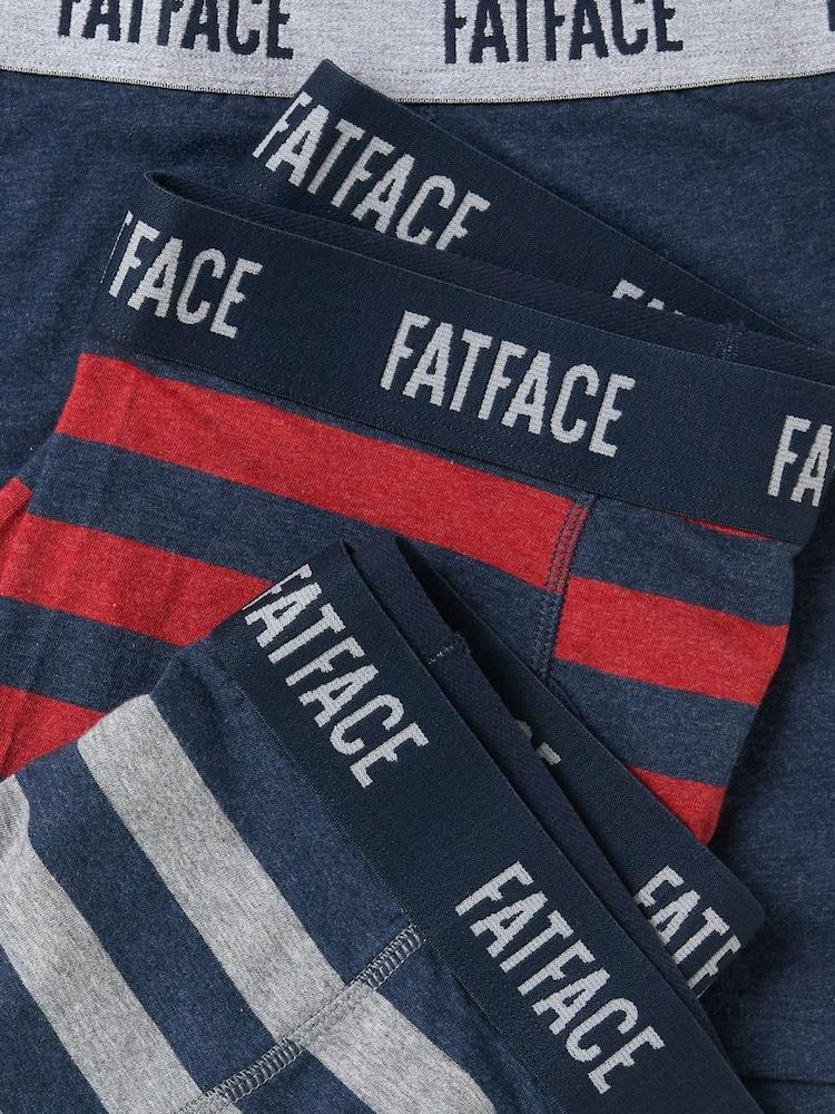 fat face Red 3 Pack of Wide Stripe Boxers