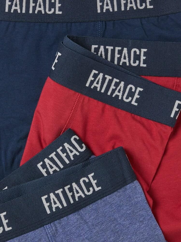 fat face Red 3 Pairs of Plain Boxers