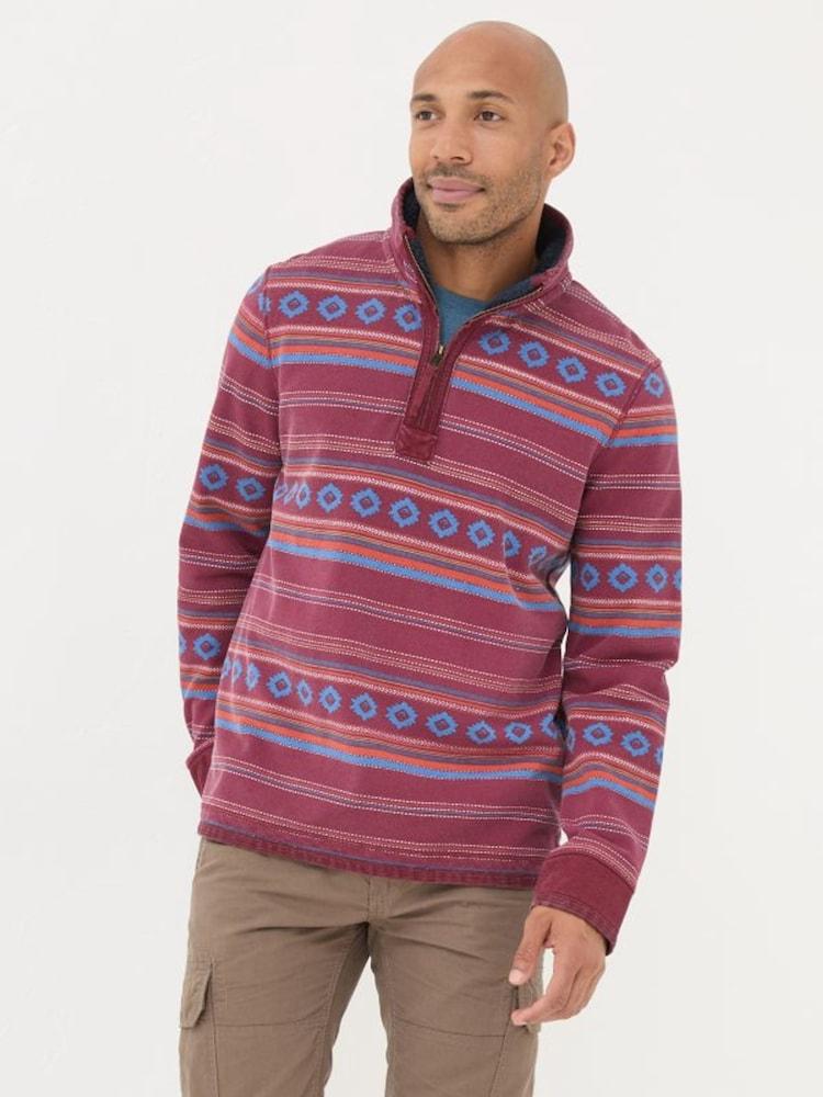 Fat Face Red Airlie Pattern Sweatshirt